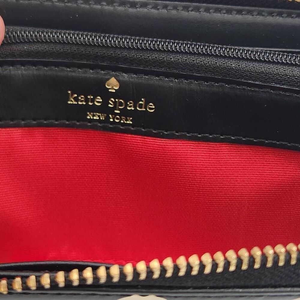 Kate Spade charming dot black and cream zip around wallet with gift box - Picture 8 of 9